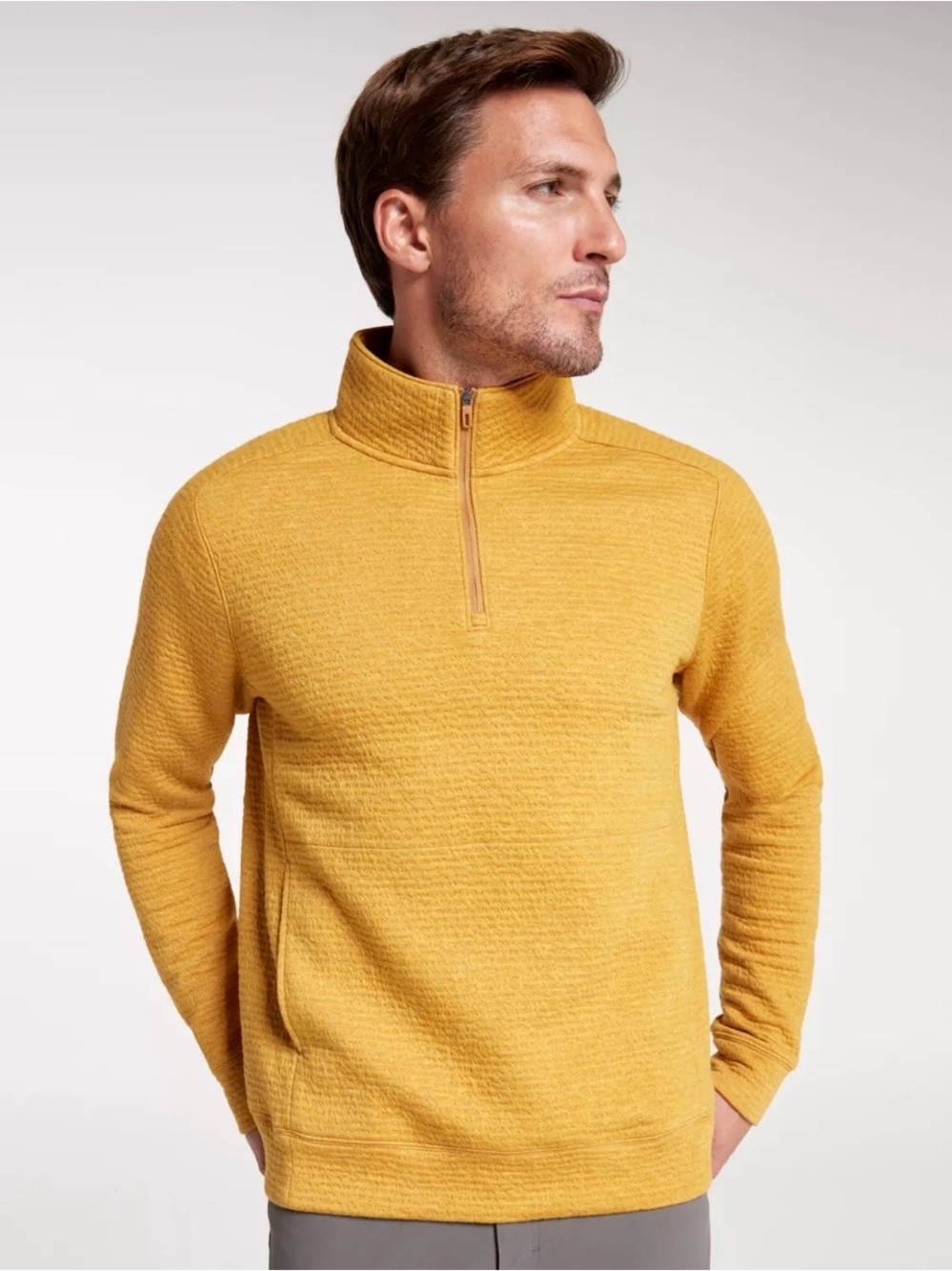 VRST Men Recharge Lunar Fleece 1/4 Zip Pullover UFP 30+ Palomino Gold Heather L